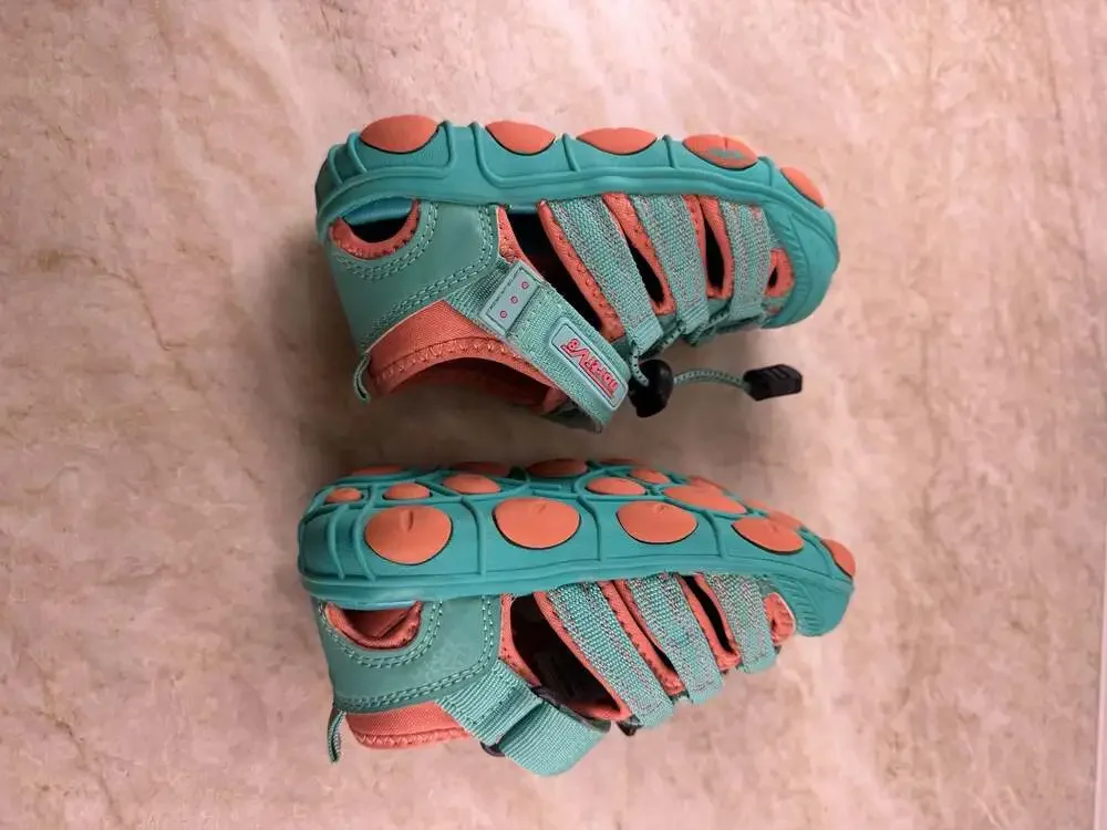 NORTIV 8 Kids Closed Toe Outdoor Sandals Youth 9 Aqua Coral Water Shoes Trail
